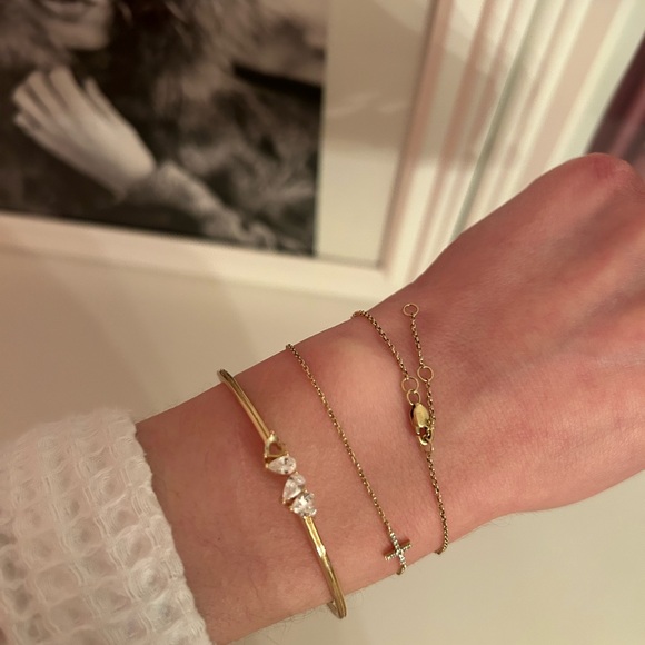 Cubic Zirconia and Gold Plated Bangle - Picture 2 of 4